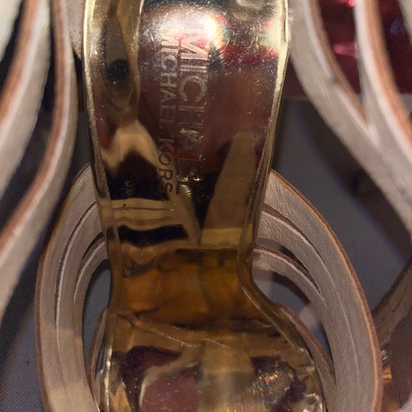 💜 Michael Kors Robertson Metallic Gold Sandal Heel 💜 - Picture 13 of 16
